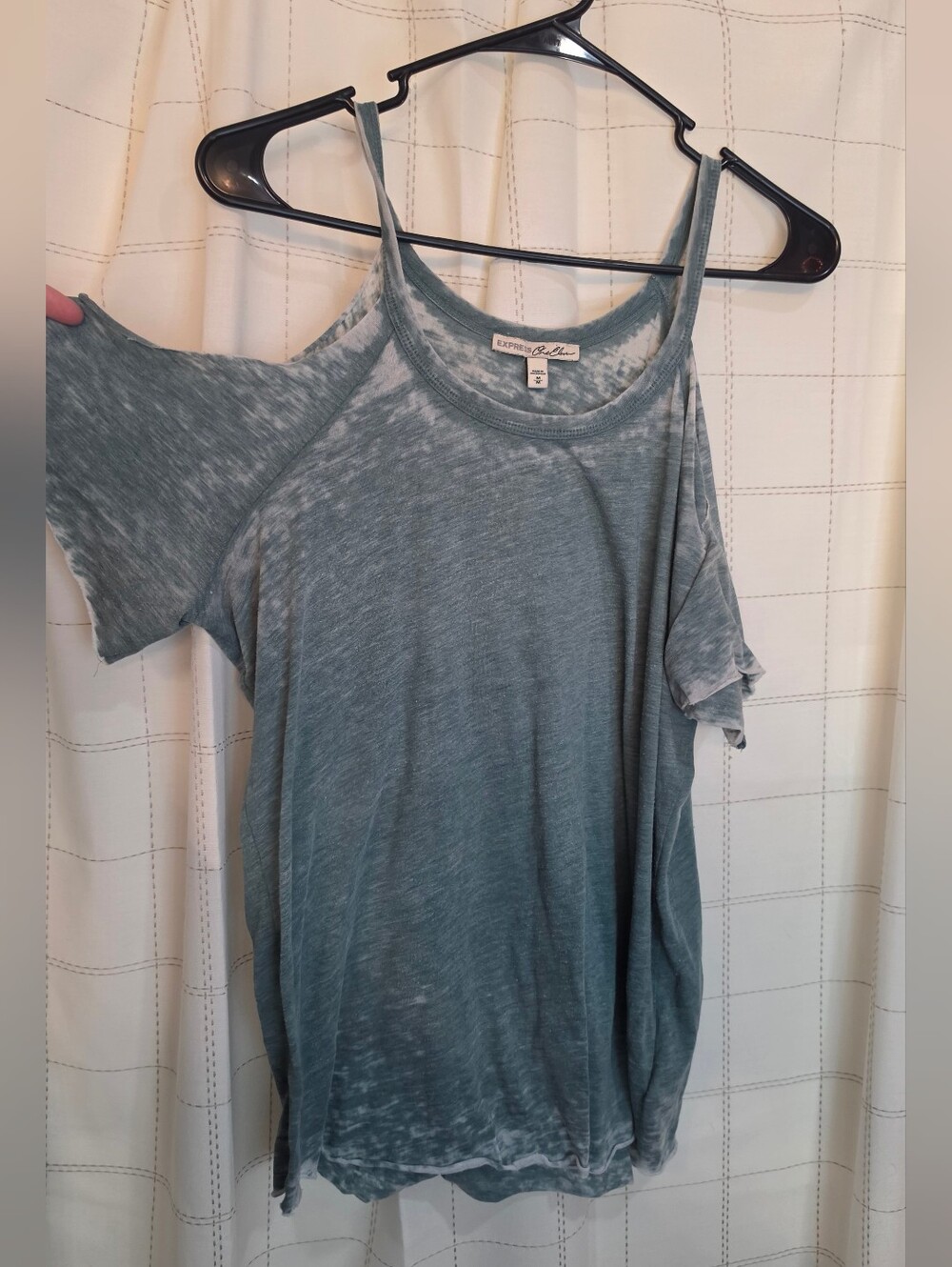 Express Blue Washed Cold-Shoulder Top